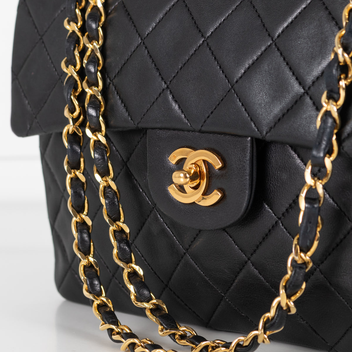 Chanel Vintage Square Black Lambskin Flap Bag
