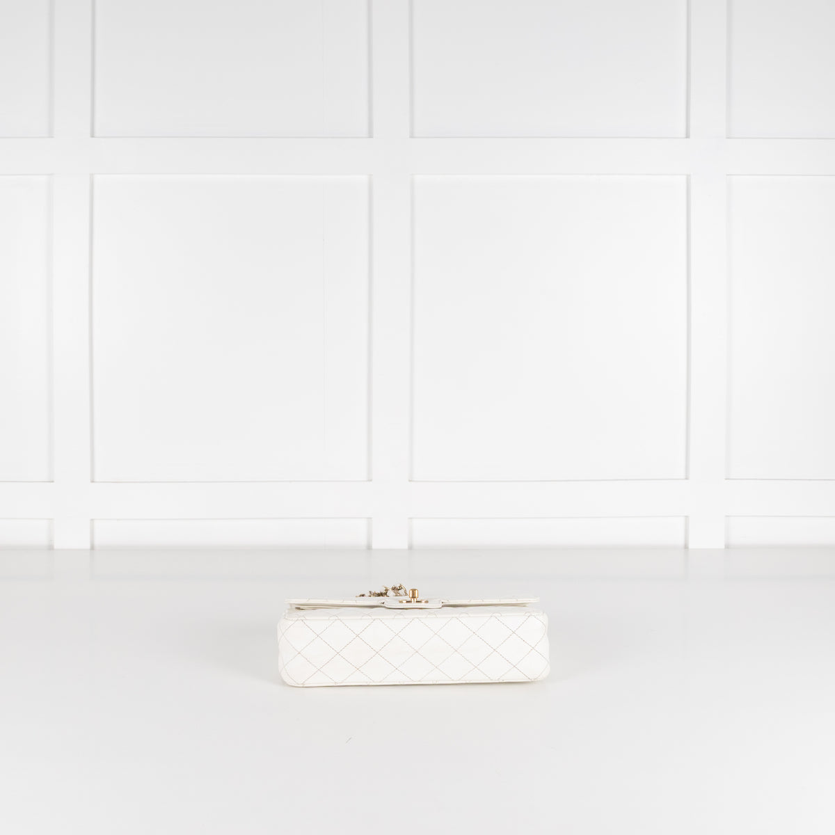 Chanel Vintage White Caviar Leather Medium Double Flap Bag