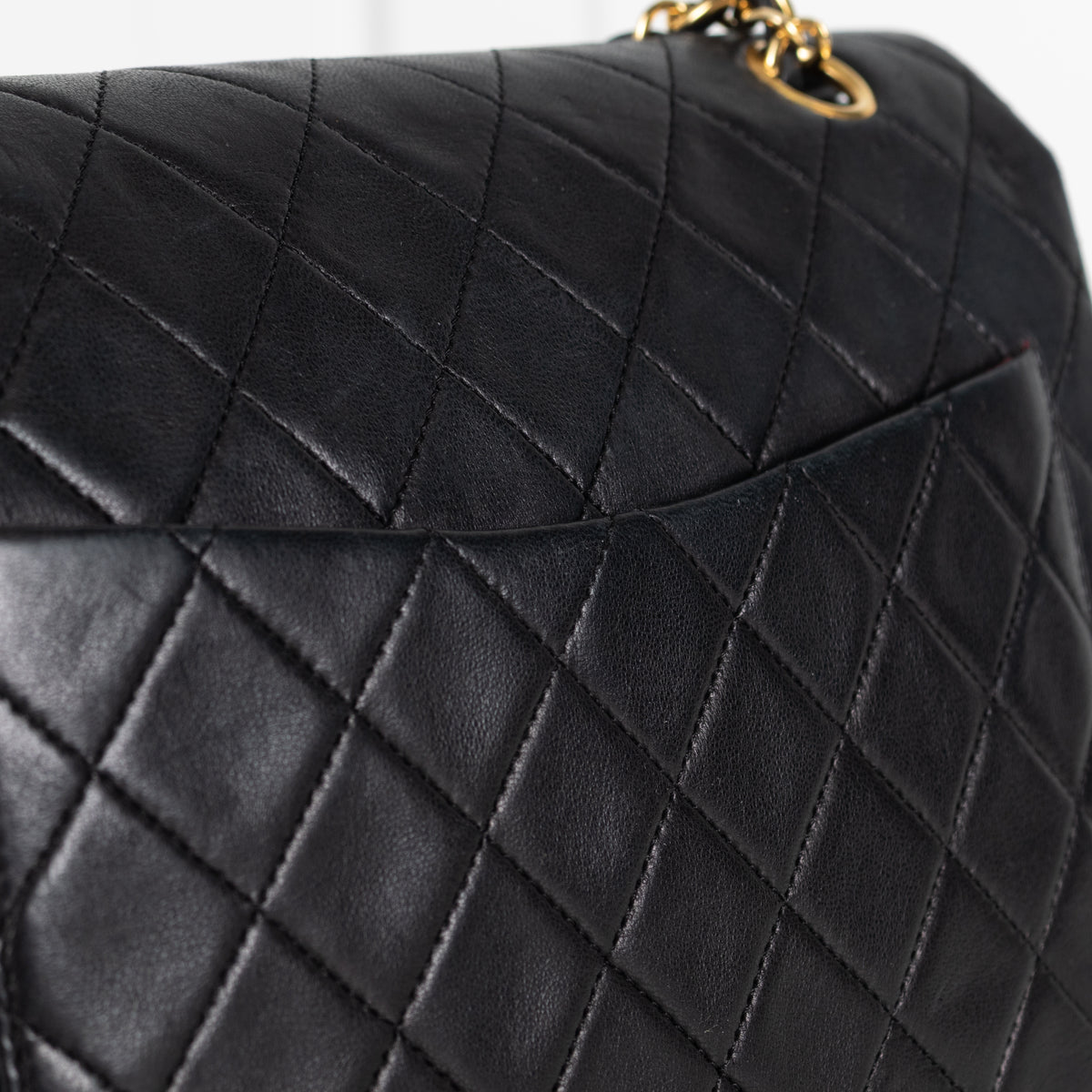 Chanel Vintage Square Black Lambskin Flap Bag