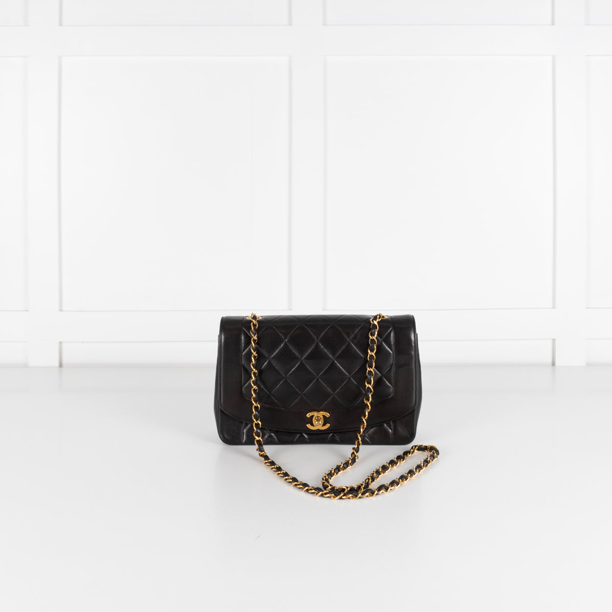 Chanel Black Lambskin Diana Flap Bag Medium Series 2