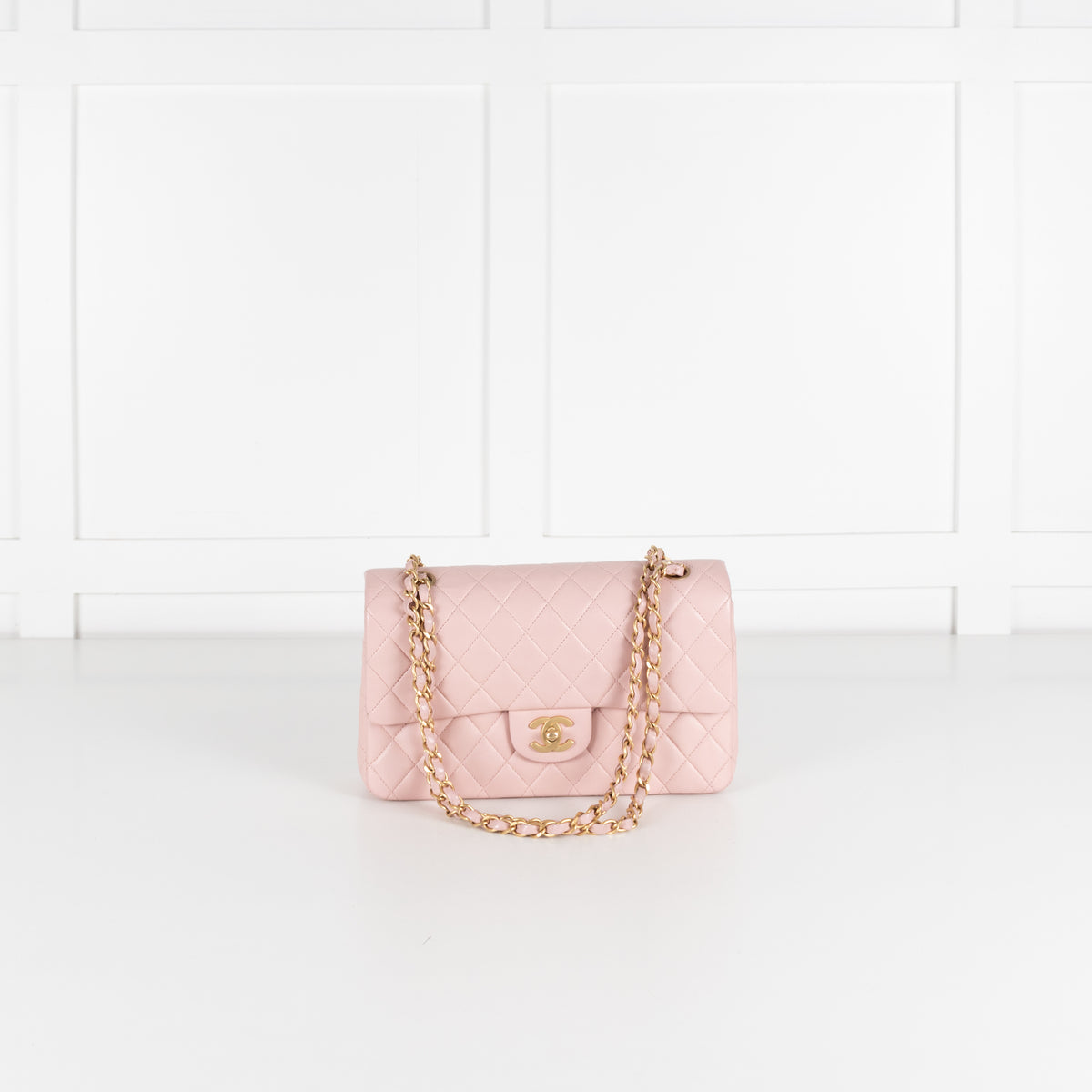 Chanel Pale Pink Medium Double Flap Bag with Brushed Gold Hardware
