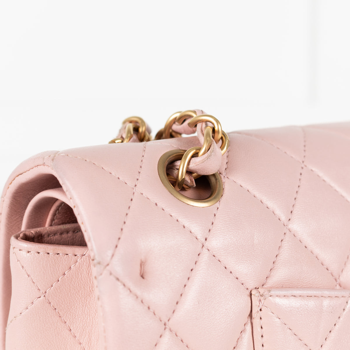 Chanel Pale Pink Medium Double Flap Bag with Brushed Gold Hardware