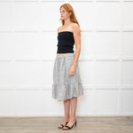 Comme Des Garcon Grey Tiered Skirt with Drawstring Waist