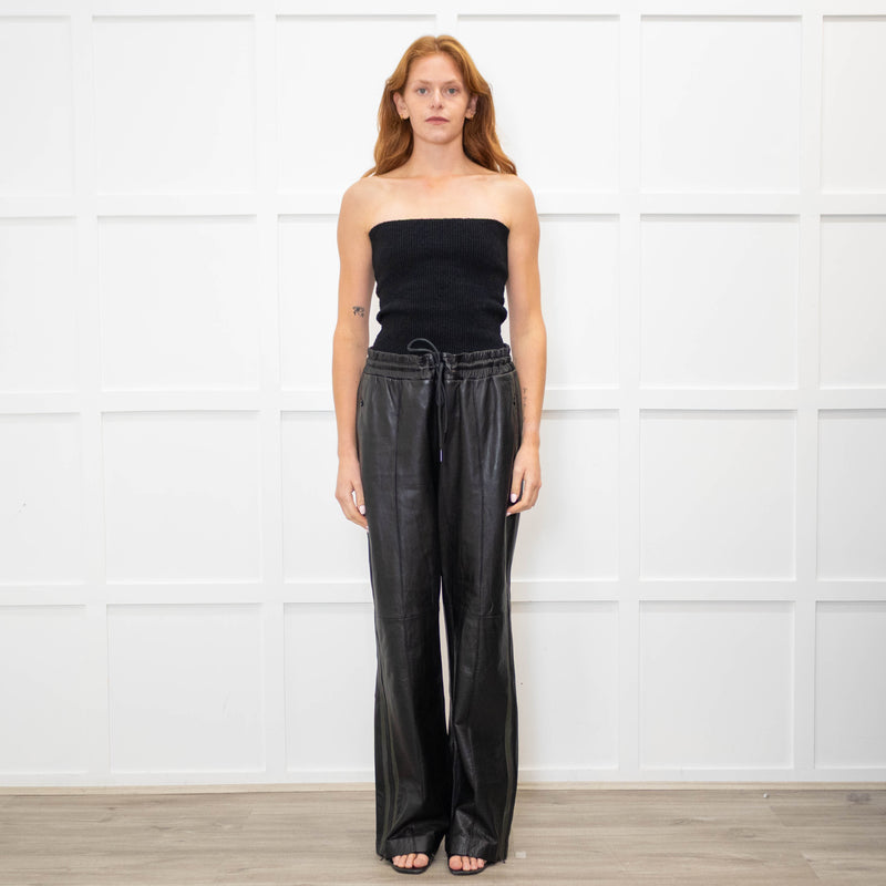 Me + Em Black Leather Jogger Style Trousers