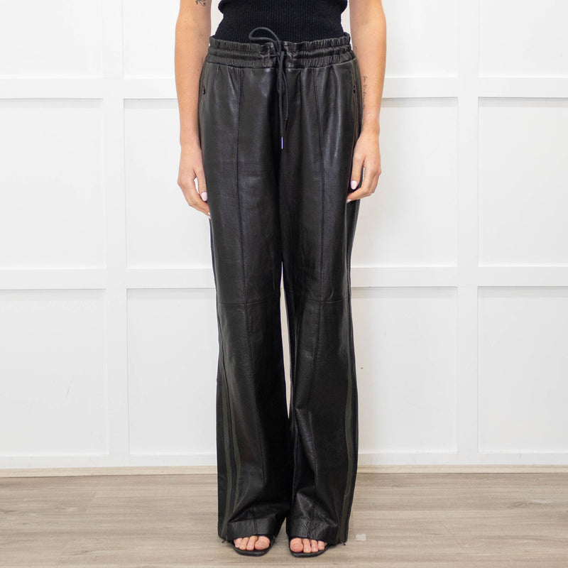 Me + Em Black Leather Jogger Style Trousers