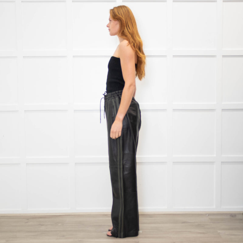 Me + Em Black Leather Jogger Style Trousers