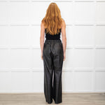 Me + Em Black Leather Jogger Style Trousers