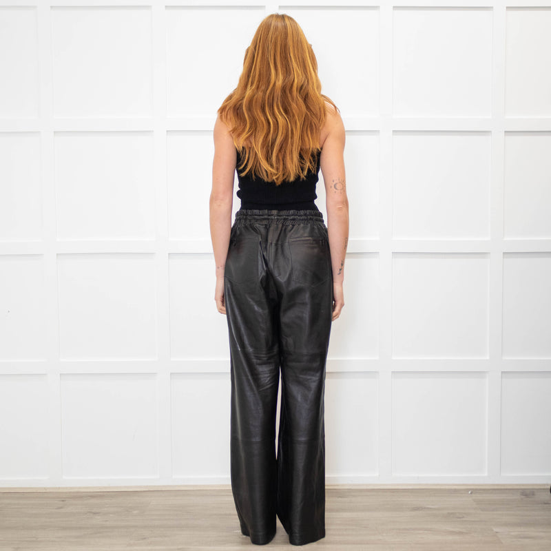 Me + Em Black Leather Jogger Style Trousers