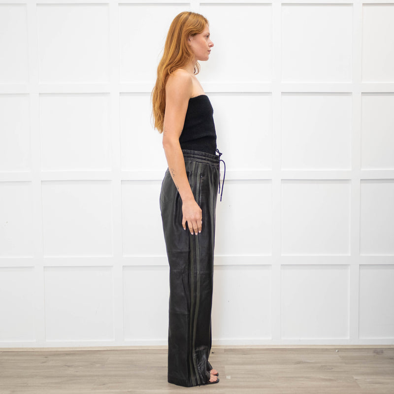 Me + Em Black Leather Jogger Style Trousers