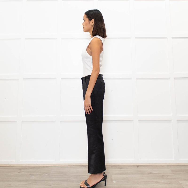 Just Cavalli Black Satin Glitter Logo Detail Trouser Suit