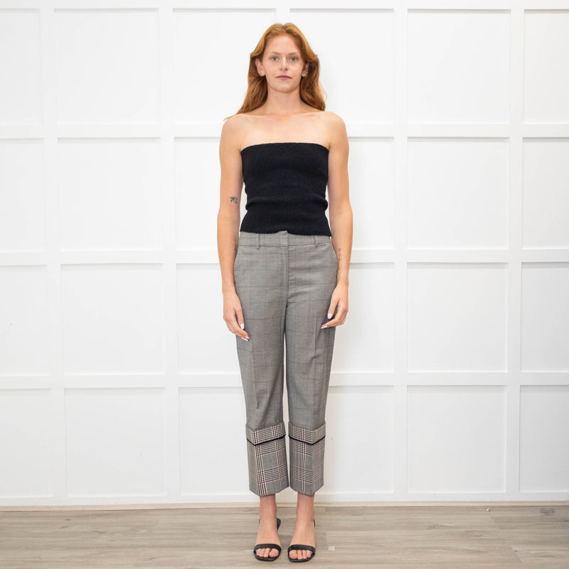 Monse Grey Check Contrast Turn Up Crop Trousers