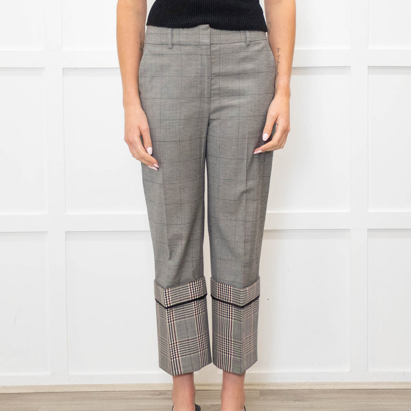 Monse Grey Check Contrast Turn Up Crop Trousers