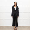 Just Cavalli Black Satin Glitter Logo Detail Trouser Suit
