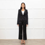 Just Cavalli Black Satin Glitter Logo Detail Trouser Suit