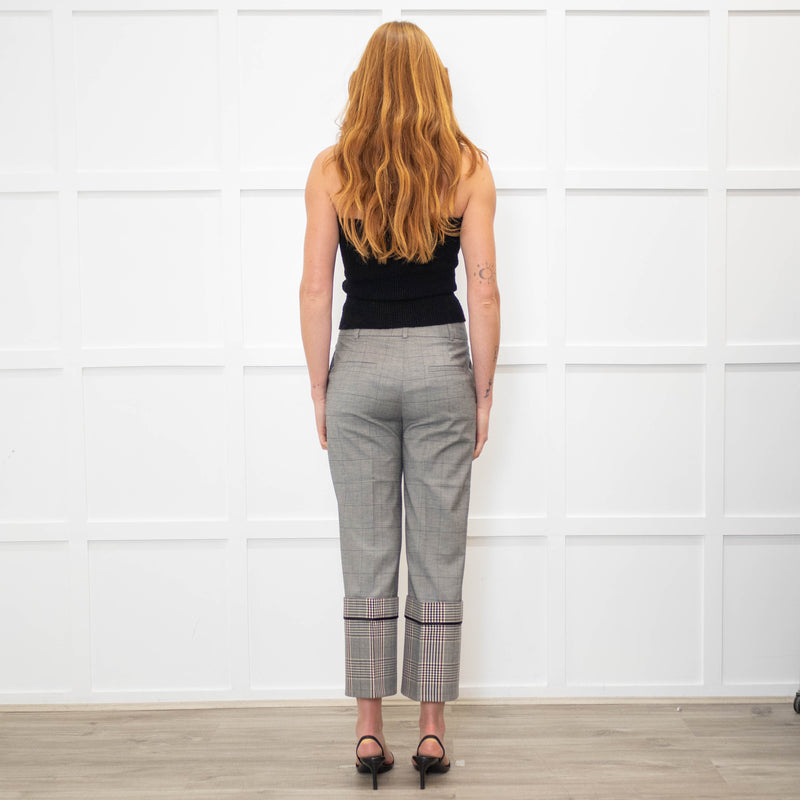 Monse Grey Check Contrast Turn Up Crop Trousers