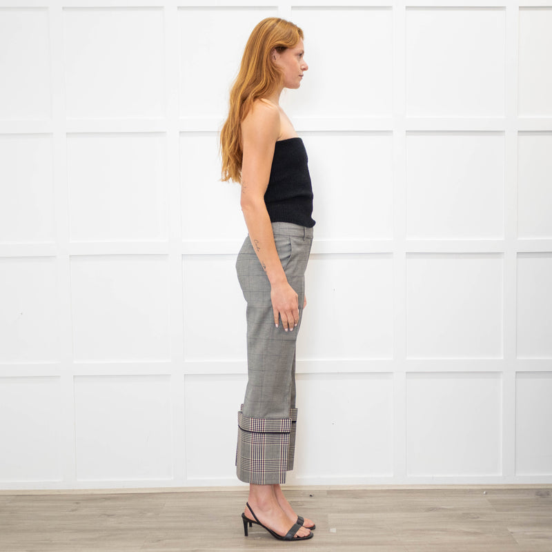Monse Grey Check Contrast Turn Up Crop Trousers