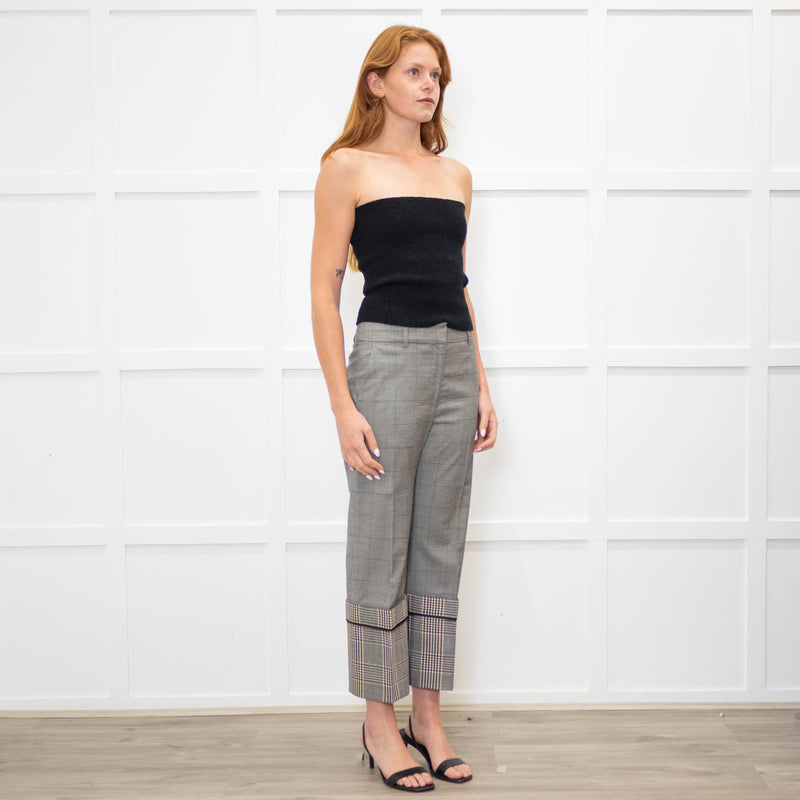 Monse Grey Check Contrast Turn Up Crop Trousers