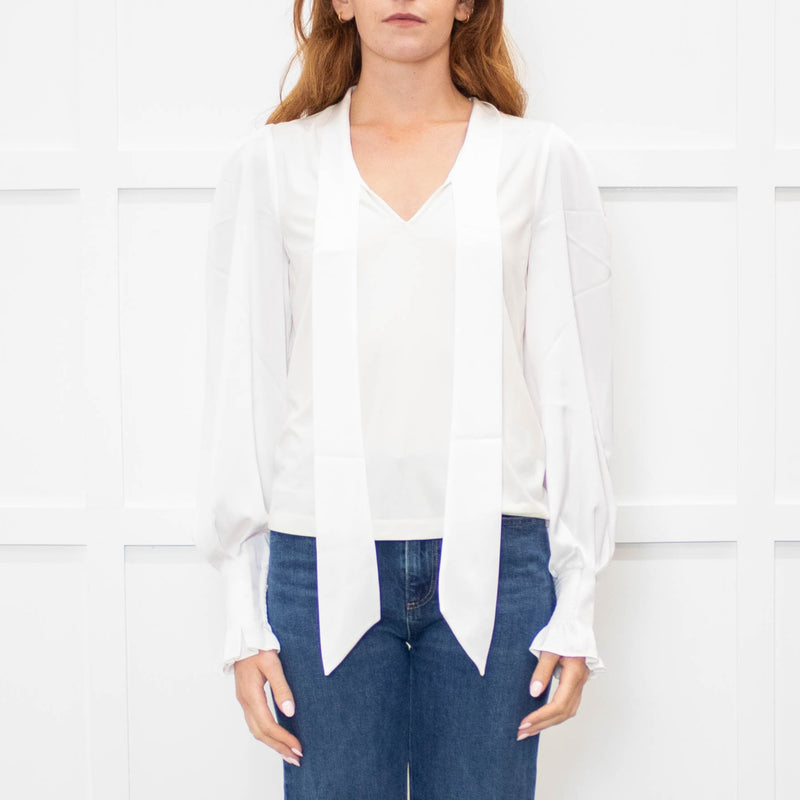 Me + Em White Top With Tie Neck