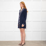 Chanel Navy Cream Trim CC Button Twinset