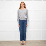 Kinross Cashmere Grey V Neck Sweater With Diamante