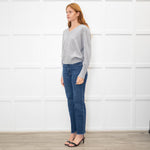 Kinross Cashmere Grey V Neck Sweater With Diamante