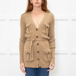 Ralph Lauren Brown Ribbed Cardigan With Belt