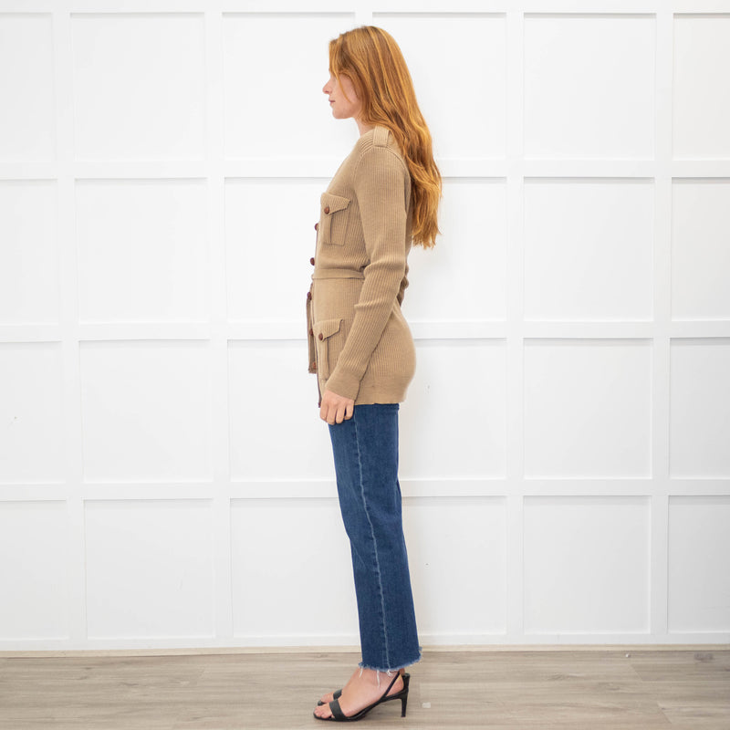 Ralph Lauren Brown Ribbed Cardigan With Belt