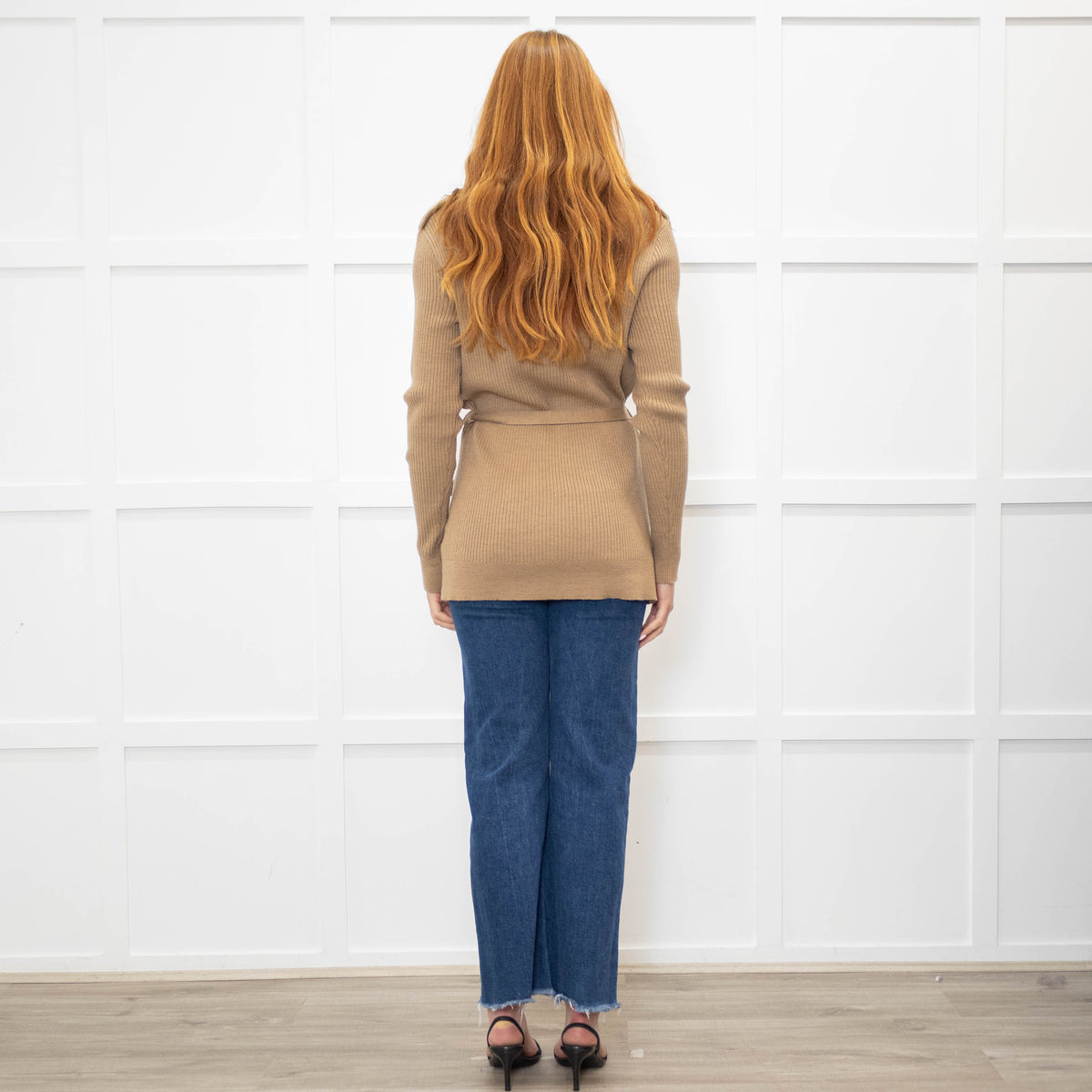 Ralph Lauren Brown Ribbed Cardigan With Belt