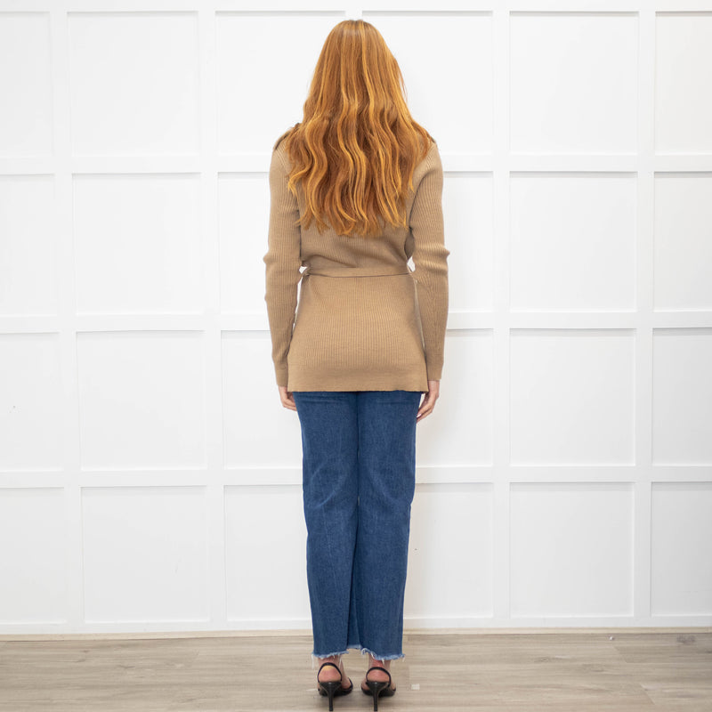 Ralph Lauren Brown Ribbed Cardigan With Belt