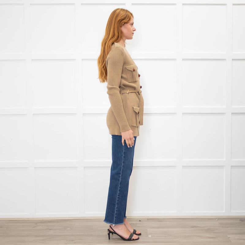 Ralph Lauren Brown Ribbed Cardigan With Belt