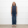 Lee Mathews Navy Star Print Sleeveless Tie Back Top With Pleat Hem