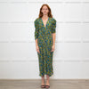 Victoria Beckham Black Blue Yellow Floral Long Sleeve Silk Dress
