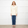 Patrizia Pepe Cream Woven Double Breasted Blazer