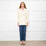 Patrizia Pepe Cream Woven Double Breasted Blazer