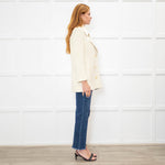 Patrizia Pepe Cream Woven Double Breasted Blazer