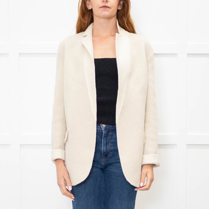 Theory Cream Herringbone Unlined Jacket