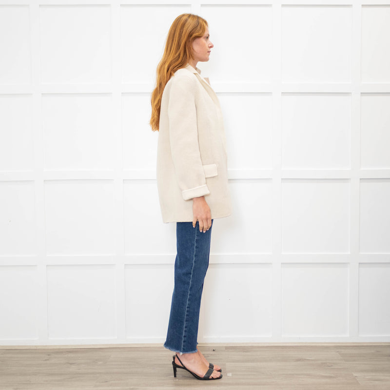 Theory Cream Herringbone Unlined Jacket