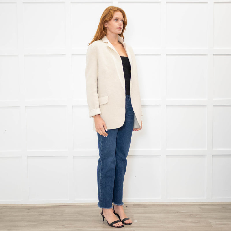 Theory Cream Herringbone Unlined Jacket