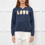 Zadig & Voltaire Navy Slash Neck 'Love' Sweatshirt