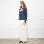 Zadig & Voltaire Navy Slash Neck 'Love' Sweatshirt