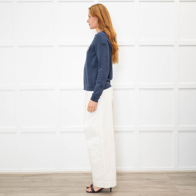 Zadig & Voltaire Navy Slash Neck 'Love' Sweatshirt