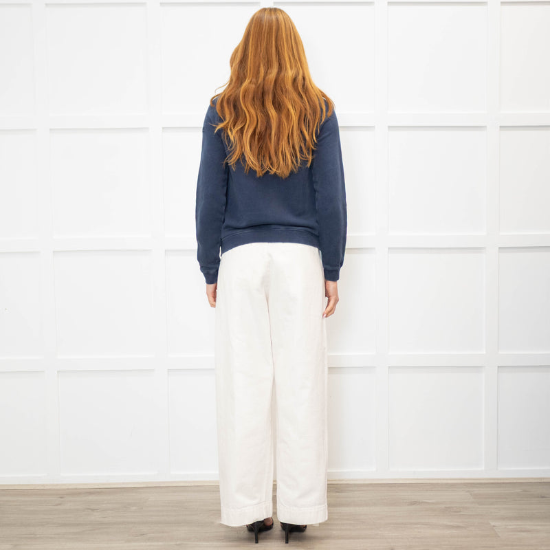 Zadig & Voltaire Navy Slash Neck 'Love' Sweatshirt