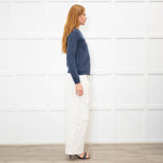 Zadig & Voltaire Navy Slash Neck 'Love' Sweatshirt