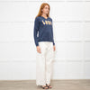 Zadig & Voltaire Navy Slash Neck 'Love' Sweatshirt