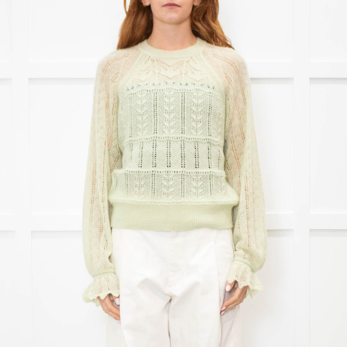 Me + Em Mint Green Crochet Knit Jumper