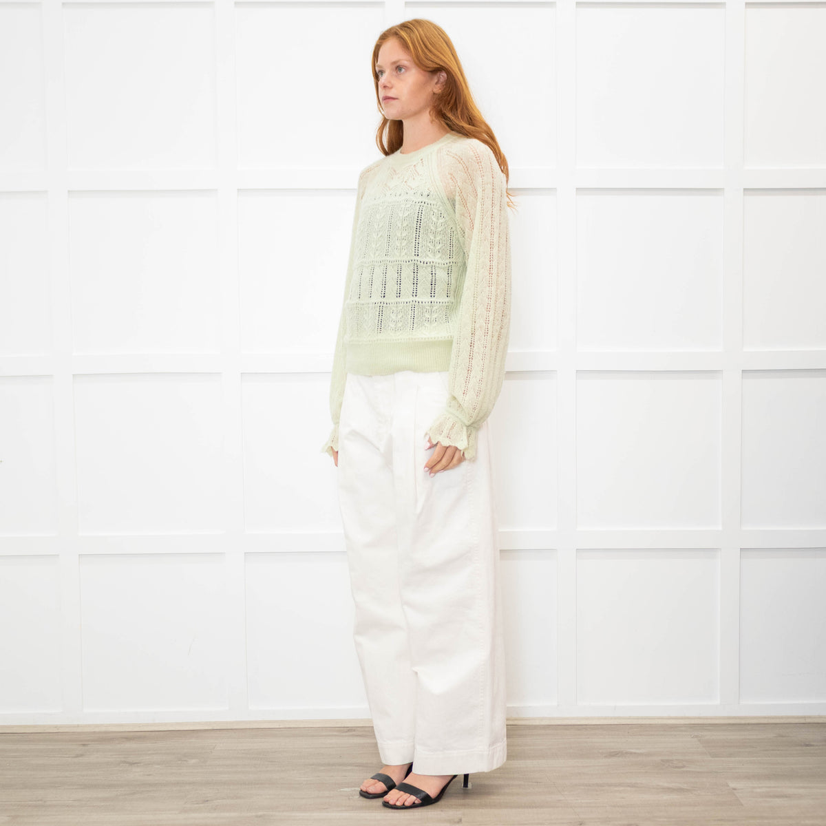 Me + Em Mint Green Crochet Knit Jumper