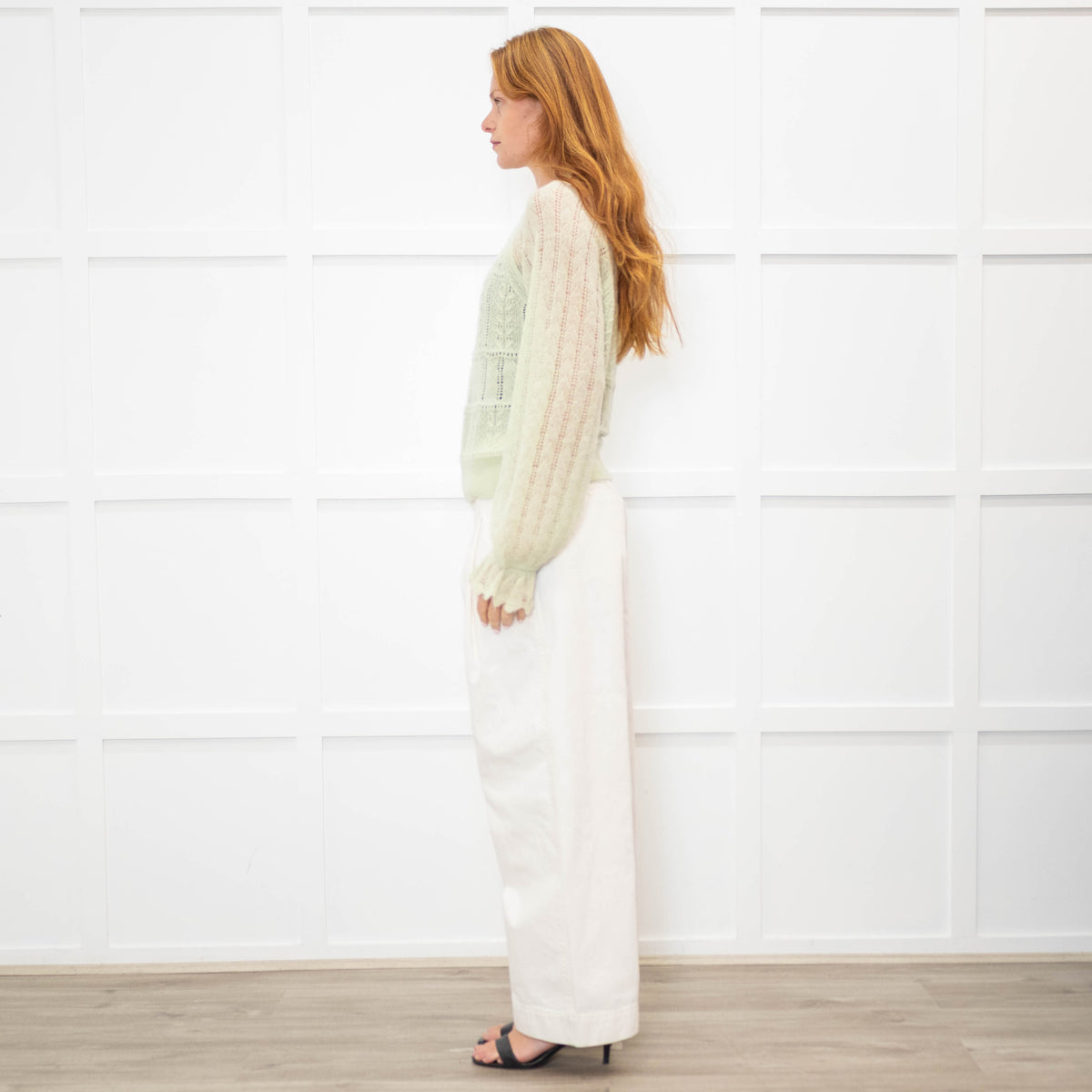 Me + Em Mint Green Crochet Knit Jumper