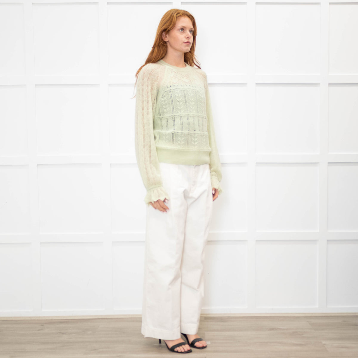 Me + Em Mint Green Crochet Knit Jumper