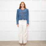 Veronica Beard Blue Denim Jacket With Plait Detail