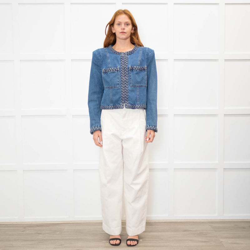 Veronica Beard Blue Denim Jacket With Plait Detail